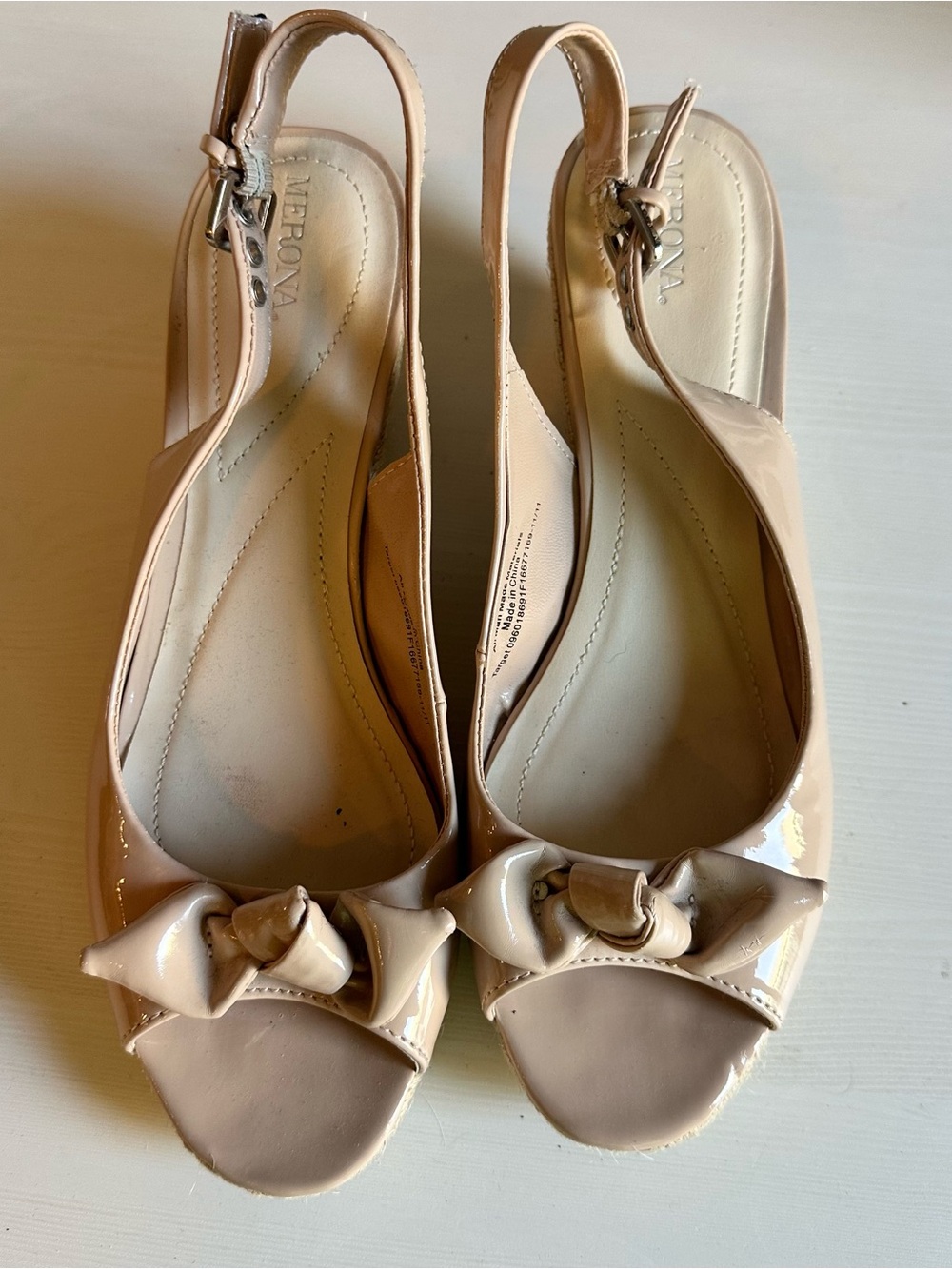 Merona Patent Peep-Toe Slingback Sandals in Nude